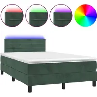 Syfax Letto a Molle con Materasso e LED Verde Scuro 120x200cm Velluto