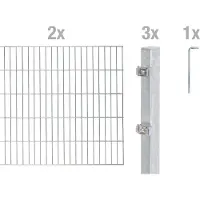Alberts 653590 Recinzione a doppia rete metallica come set completo di 6 pezzi, zincato a caldo, altezza 180 cm, lunghezza 4 m