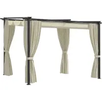 Syfax Gazebo con Tende 3x3 m Crema in Acciaio