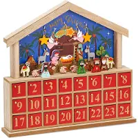Ed Brubaker Calendario dell'Avvento Legno Blu Rosso 34,5 x 32 x 6 cm