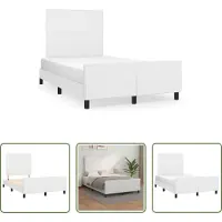 The Living Store Giroletto con testiera bianco 120x190 cm in ecopelle