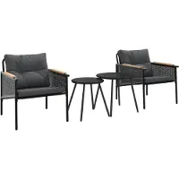 Syfax Set Mobili da Balcone 4 pz con Cuscini Nero in Acciaio