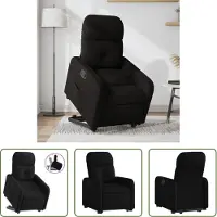The Living Store Poltrona relax con supporto in piedi in tessuto nero