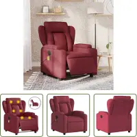 The Living Store Sedia massaggiante elettrica in tessuto rosso vino
