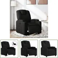 The Living Store Recliner elettrico in tessuto nero