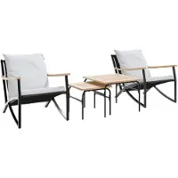 Syfax Set Mobili da Balcone 4 pz con Cuscini Nero in Acciaio