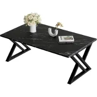 Sonstiges Tavolino in legno marmo nero 100x48 cm struttura in metallo