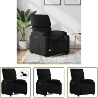The Living Store Recliner elettrico in tessuto nero