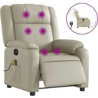 Syfax Poltrona Massaggiante Elettrica Reclinabile Crema Pelle finta