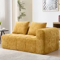 OKWISH Letto a scomparsa, Divano a due posti, Poltrona relax, Divano angolare, Arredamento imbottito, Chaise longue, Divano lounge, Divano morbido con cuscini e tasche laterali, Giallo
