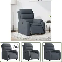 The Living Store Recliner elettrica in velluto grigio scuro