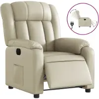Syfax Poltrona Reclinabile Elettrica Crema in Pelle finta