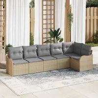 Prolenta Maison Exclusive - Set Divano da Giardino con cuscino 6 pcs Beige Poly Rattan