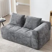 OKWISH Letto a scomparsa, Divano a due posti, Poltrona relax, Divano angolare, Arredamento imbottito, Chaise longue, Divano lounge, Divano morbido con cuscini e tasche laterali, Grigio
