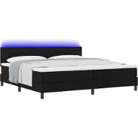 Syfax Letto a molle con materasso con led Nero 200 x 200 cm Tessuto