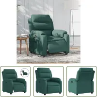 The Living Store Recliner elettrico in tessuto verde scuro