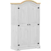 Syfax Armadio Bianco 102x52x186 cm in Legno Massello di Pino