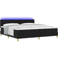 Syfax Letto a Sorgente LED con strisce LED Nero 200 x 200 cm Tessuto