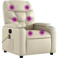 Syfax Poltrona reclinabile massaggiante in Pelle finta Crema