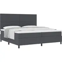 Syfax Letto a molle con testiera Grigio Scuro e Bianco 200 x 200 cm