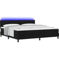 Syfax Letto a molle con materasso con led Nero 200 x 200 cm Tessuto