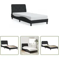 The Living Store Struttura letto con testiera nera 90x190 cm in velluto