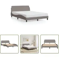 The Living Store Struttura letto con testiera in tessuto taupe 140x190 cm