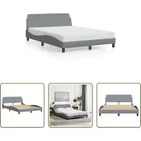 The Living Store Struttura letto con testiera in tessuto grigio chiaro 140x190 cm