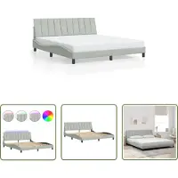 The Living Store Struttura letto con luci LED grigio chiaro 180x200 cm in velluto