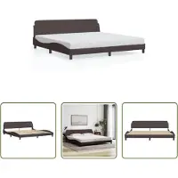 The Living Store Struttura letto con testiera in tessuto marrone scuro 200x200 cm
