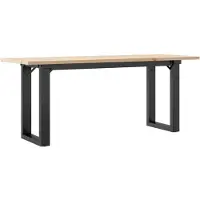 Syfax Tavolino Salotto Telaio a O 110x40x45cm Legno Pino e Acciaio