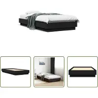 The Living Store Struttura letto nera 75x190 cm in materiale ligneo