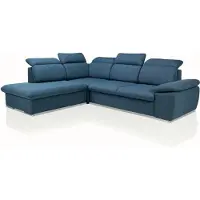 Furnlux Classic FURNLUX Divano ad angolo Aldo Blu e Argento 280cm / Colore principale: Blu / Dimensioni: 280 x 100 x 230 cm