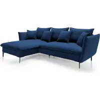 Furnlux Classic Divano angolare FURNLUX Blu e Nero Lucido 258cm / Colore principale: Blu / Dimensioni: 258 x 91 x 167 cm
