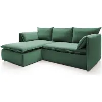 Furnlux Classic FURNLUX Divano angolare verde oro e nero 230 cm / Colore principale: Verde / Dimensioni: 230 x 91 x 166 cm