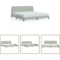 The Living Store Struttura letto con testiera in velluto grigio chiaro 200x200 cm