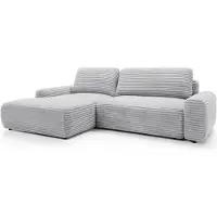 Furnlux Classic FURNLUX Divano angolare in velluto a coste grigio chiaro e nero 264 cm / Colore principale: Grigio / Dimensioni: 264 x 85 x 162 cm