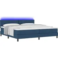 Syfax Letto a molle con materasso con led Blu 200 x 200 cm Tessuto