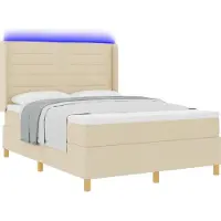 Syfax Letto a molle con strisce LED Crema 160 x 200 cm Tessuto