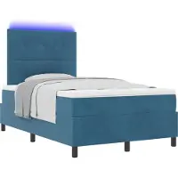 Syfax Letto a Sorgente LED Blu Scuro 120 x 190 cm Velluto