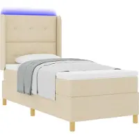 Syfax Letto a molle con strisce LED Crema 80 x 200 cm Tessuto