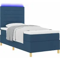 Syfax Letto a Sorgente LED con materasso Blu 100 x 200 cm Tessuto