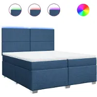 Syfax Giroletto a Molle con Materasso Blu 200x200 cm in Tessuto
