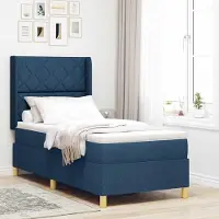 Prolenta Maison Exclusive - Letto boxspring con strisce luminose a LED blu, 90 x 200 cm, rivestimento in tessuto