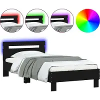 Syfax Giroletto con Testiera e LED Nero 75x190 cm