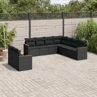 Prolenta Maison Exclusive - Set Divani da Giardino 9 pz con Cuscini Nero in Polyrattan