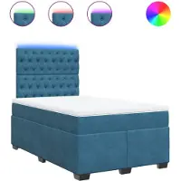 Syfax Giroletto a Molle con Materasso Blu 120x190 cm in Velluto
