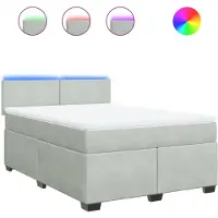Syfax Giroletto a Molle con Materasso Grigio Chiaro 140x200cm Velluto