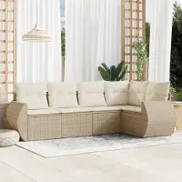 Prolenta Maison Exclusive - Set Divano da Giardino 5 pz con Cuscini Beige in Polyrattan