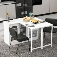 Merax Tavoli da pranzo tavolo bar girevole a 360°, tavolo da pranzo allungabile e reversibile credenza con porta in vetro, ripiano portaoggetti, tavolo da cucina, bianco